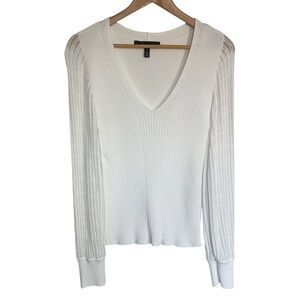 White House Black Market white long sleeve ribbed top MEDIUM